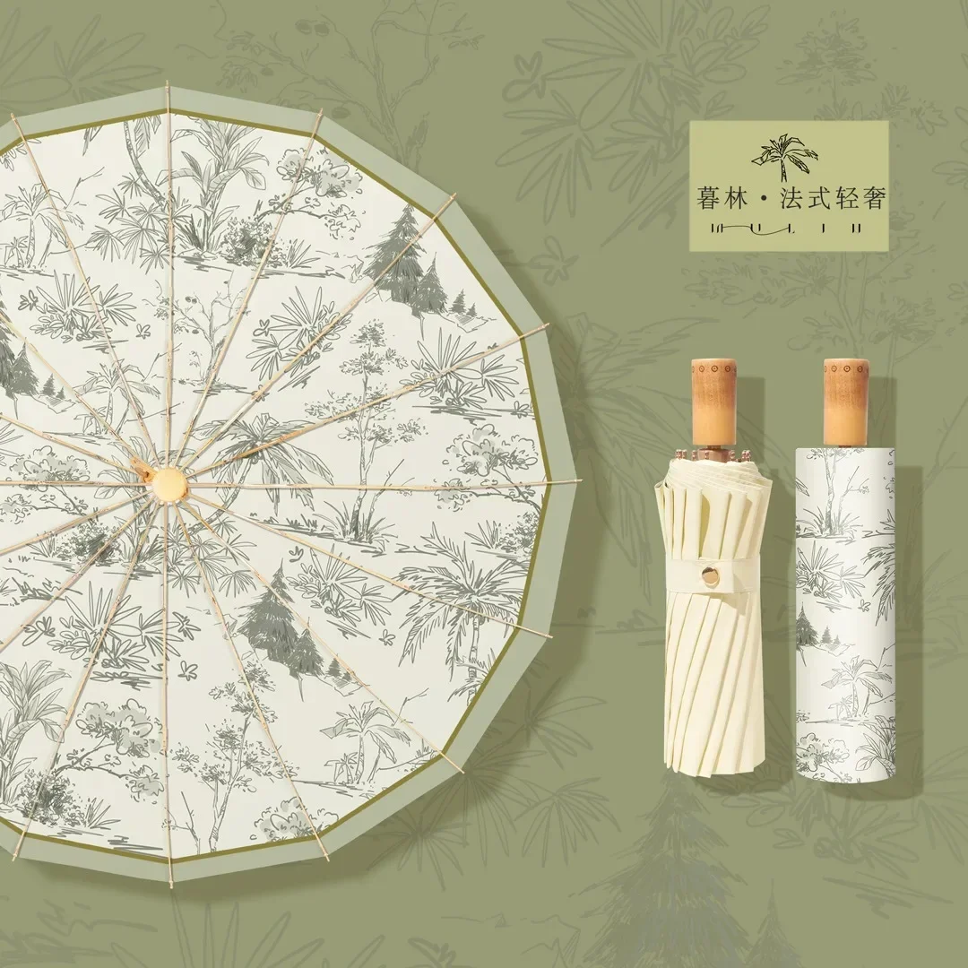 Paraguas De Mujer De Estilo Retro Francés Con Protección Uv, Sombrilla Parasol, Tamaño Grande, 16 Varillas.