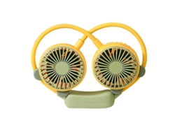 Ventilador De Cuello Portátil Y Flexible, Recargable Por Usb, Manos Libres, Mini, Amarillo, Para Oficina Y Viajes.