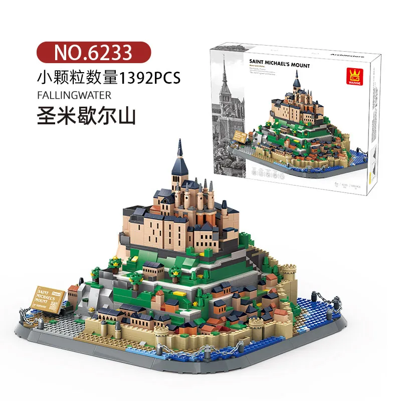 (6233) 1392 Piezas De La Serie De Arquitectura Mundial Normandía Mont Saint-michel Modelo De Bloques De Construcción