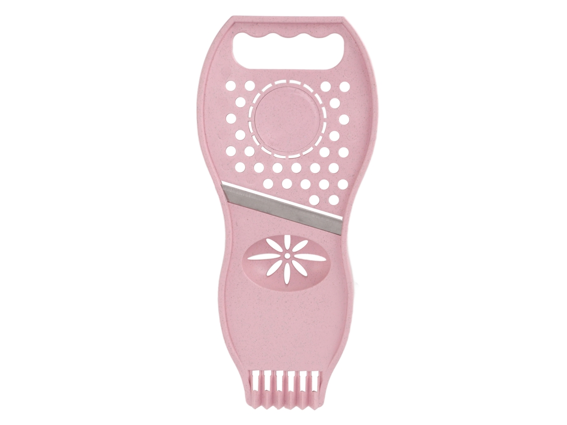 Pelador De Frutas Y Cortador De Verduras 3 En 1 De Acero Inoxidable Antideslizante - Rosa