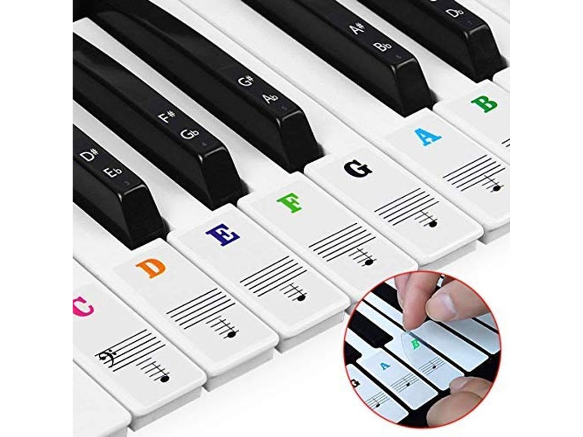 Pegatinas Para Teclas De Piano Linjou 37/49/54/61/88, Transparentes Y Reutilizables Para Principiantes.