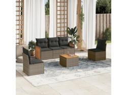 Set De Muebles De Jardín 6 Uds | Muebles Exteriores Y Cojines Ratán Sintético Gris