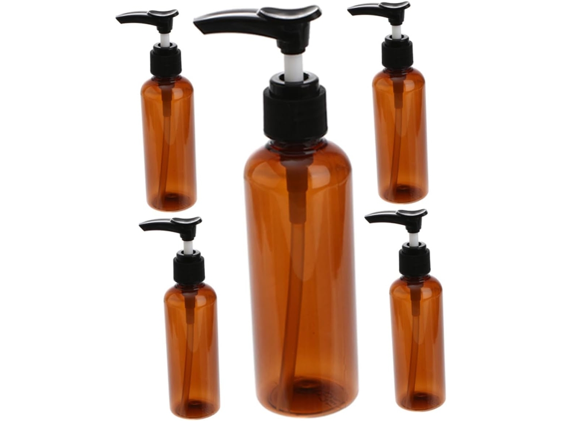 5 Pièces Lot De Flacons Pompe Vides Con Clip Distributeurs Rechargeables Para Shampoing Y Gel B...