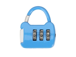 Candado portátil de tres dígitos para equipaje con cremallera y combinación. Mdug (azul)
