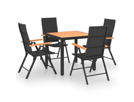 Conjunto 5 de comedor para jardín VIDAXL negro y marrón
