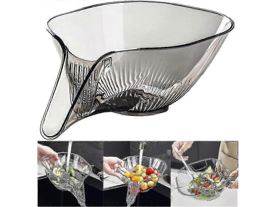 Cesta escurridora multifuncional de plástico para lavar frutas, verduras y ensaladas (gris) - Ripj