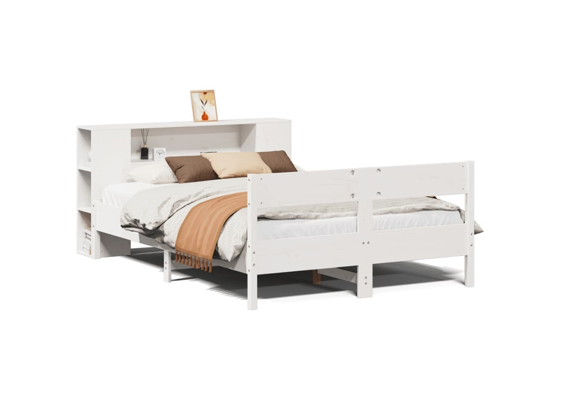 Maison Exclusive - Cama Con Estantería Sin Colchón Madera Maciza Blanca 120x200 Cm