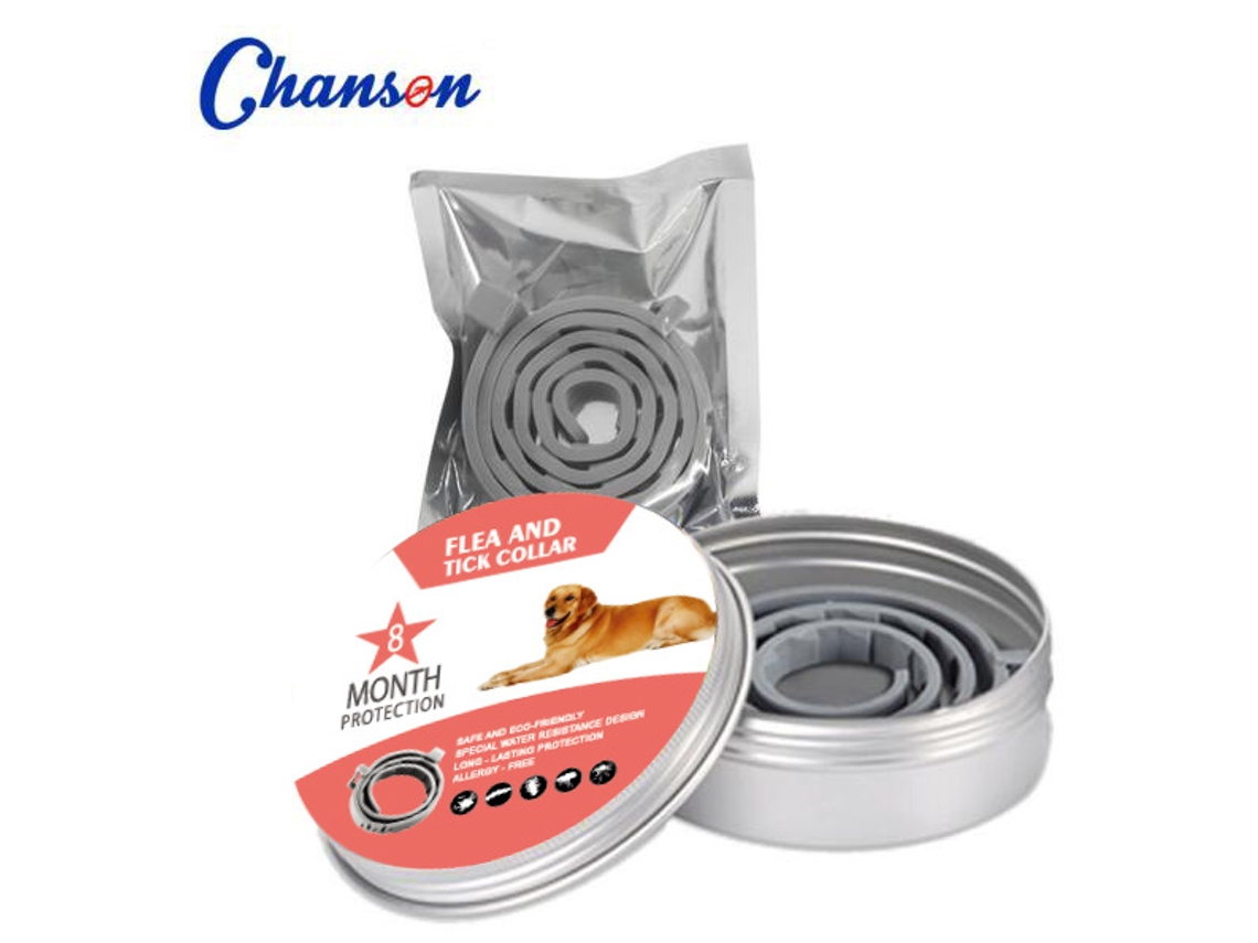 Collar antipulgas y garrapatas, protección de 8 meses, ajustable, para perros/gatos, 62 cm, DAWNPAVILL (naranja para perros)