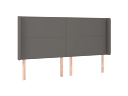 Maison Exclusive - Cabecero Con Orejas De Cuero Sintético Gris 203x16x118/128 Cm