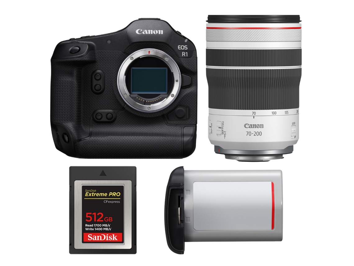 Canon Eos R1 + Rf 70-200mm F/4 L Is Usm + 1 Sandisk 512gb Extreme Pro Cfexpress Type B + Canon Lp-e19 + Ebook “20 Consejos Para Fotos Que Impactan”