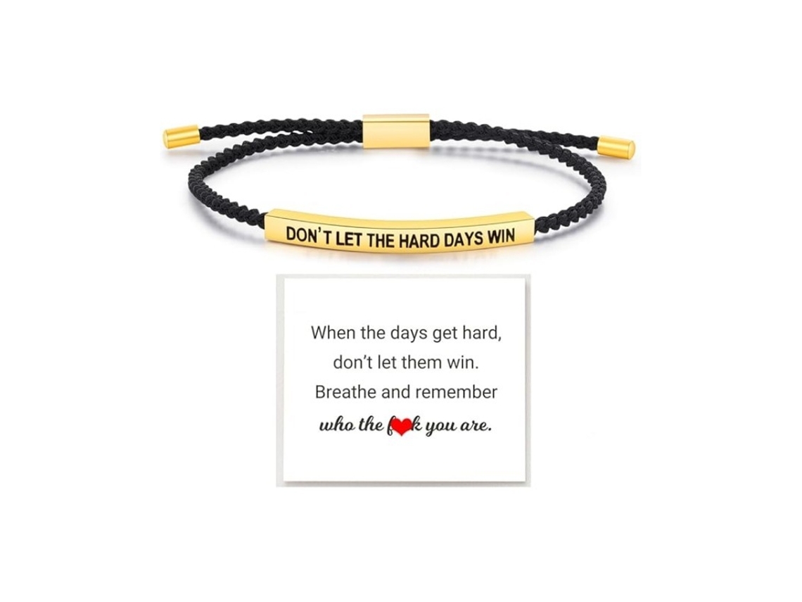 Pulseras para mujer y hombre, pulsera ajustable tejida a mano (No dejes que los días difíciles te venzan) Spqment