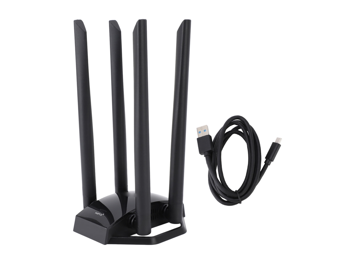 Tarjeta De Red Inalámbrica Wireless Fidelity 6 Ax5400 De 3 Bandas Y 5374 Mbps Con Adaptador Usb Y 4 Antenas De Alta Ganancia.