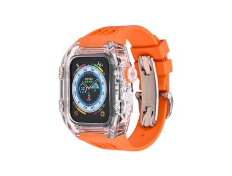 Estuche transparente de caucho flúor para Apple Watch Series 8 y 7 de 45 mm/SE 2 y 6 y SE y 5 y 4 de 44 mm (naranja)