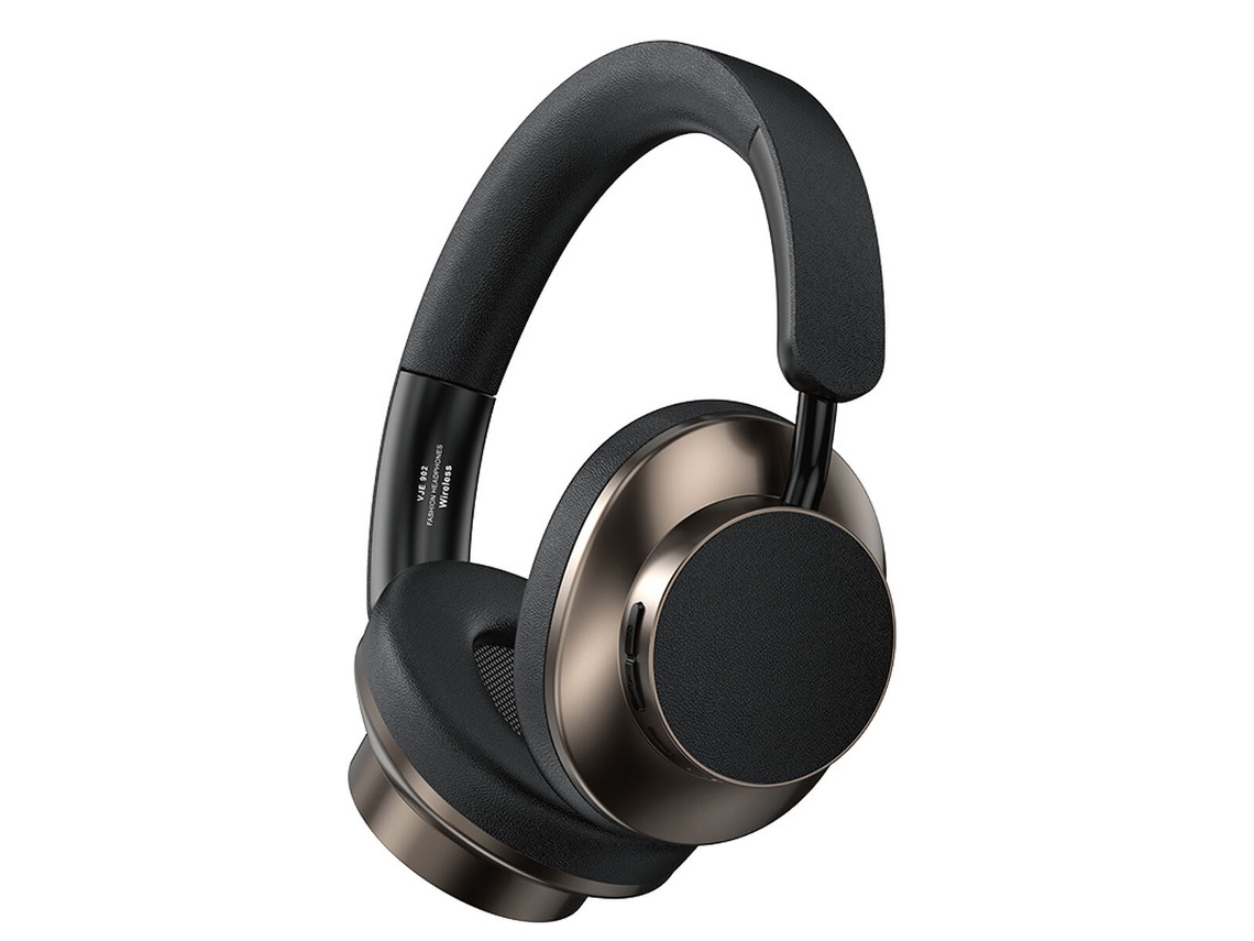 Vylara Fones De Ouvido Retro Over-ear Em Couro Para Desporto, Sem Fios Bluetooth(preto)