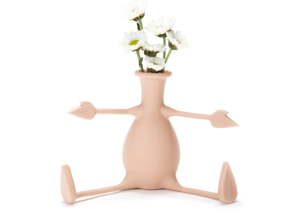 Tarro pequeño de silicona con motivos florales - Color Melocotón