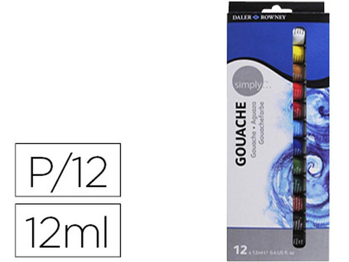Pintura Gouache DALER ROWNEY Simply Caixa de 12 Cores Sortidas Tubo de 12 Ml