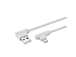 Cable De Carga Y Sincronización Usb De Ángulo Recto De Nylon Trenzado De 2m 6ft Para Android Blanco