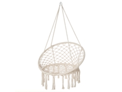 VPMKP - Silla colgante Outsunny para interior/exterior, portátil, Ø80x42 cm, macramé, algodón/poliéster, beige