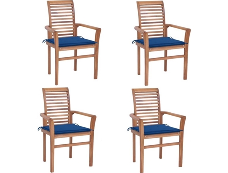Conjunto 4 Silla de comedor VIDAXL Azul Teca (62x56.5x94 cm)