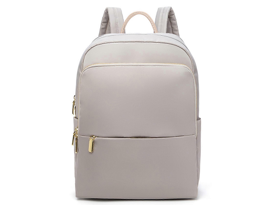 Mochila impermeable para portátil, gran capacidad, ideal para la escuela, la universidad y los viajes, en color albaricoque y gris.