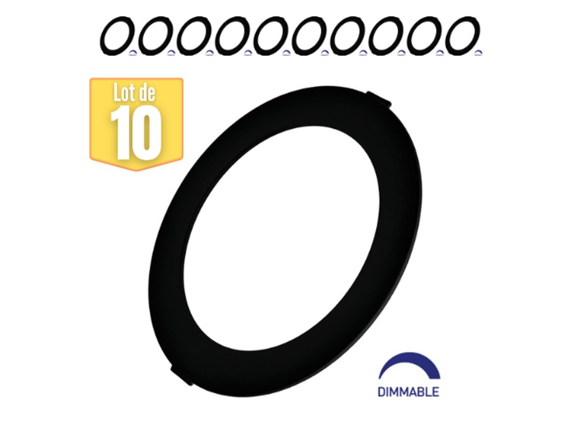Lote de 10 LED LED Dimmables 18W 6500K 1800LM Negro IP40