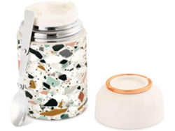 Tarro Térmico De Acero Inoxidable Terrazzo Para Adultos Sin Bpa Boca Ancha 500 Ml Incluye Cuchara Grado A...