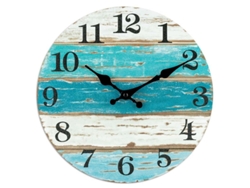 Reloj De Pared Con Temática De Playa Azul, Funciona Con Pilas, 25 Cm, Para Uso Doméstico.