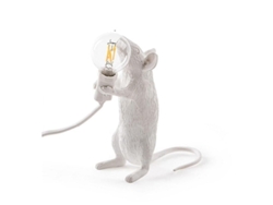 2026-lámpara De Mesa Ratón Animal Blanca Resina Cristal Moderna Regalo Navidad Niños Enchufe De La Ue Blanco C