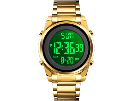 VEANXIN Relojes de pulsera digitales con correa de acero inoxidable para hombre con retroiluminación-Negro