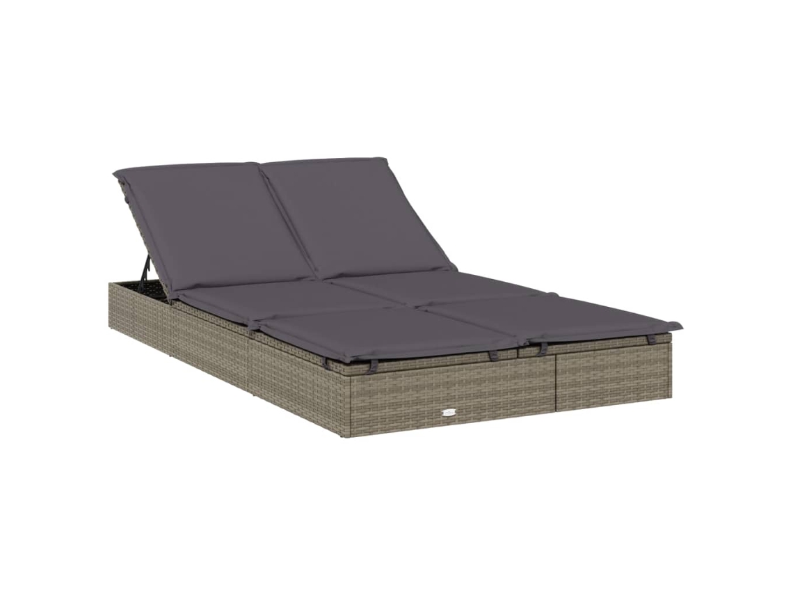 Tumbona para dos personas con cojines, estructura de mimbre, patas grises, EXCLUSIVA MAISON
