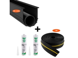 Kit de sellado de umbral y base para puerta de garaje Succebuy de 4,8 m, PVC universal impermeable (4,8 m)