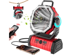Ventilador oscilante recargable de 20000 mAh para camping CZHHMART (rojo) | CZHHMART