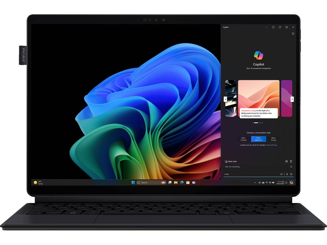 Portátil ProArt PZ13 OLED HT5306QA-LX004W (13'' - QUALCOMM Snapdragon® X Plus X1P 42 100 - RAM: 16 GB - 1 TB PCIE SSD - Qualcomm UMA)