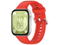 Bracelete Silicone Liquido Fecho Metal para Huawei Watch Fit 3 Vermelho 