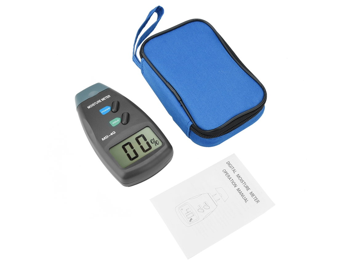 Medidor De Humedad Para Madera Md-4g, Pantalla Lcd Digital, Higrómetro De 5% A 40%, Sonda Protegida.