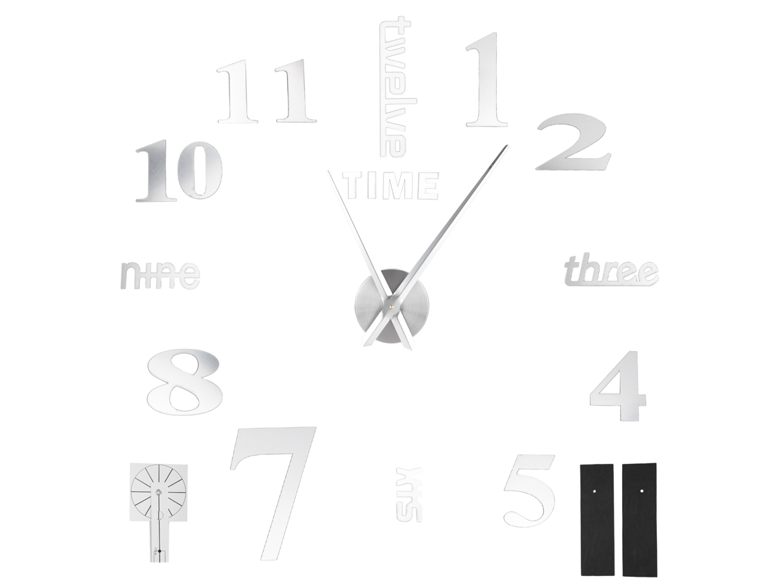 Reloj De Pared Moderno Sin Marco Diy Con Pegatina De Espejo Para Decoración De Sala De Estar Y Dormitorio - Plateado