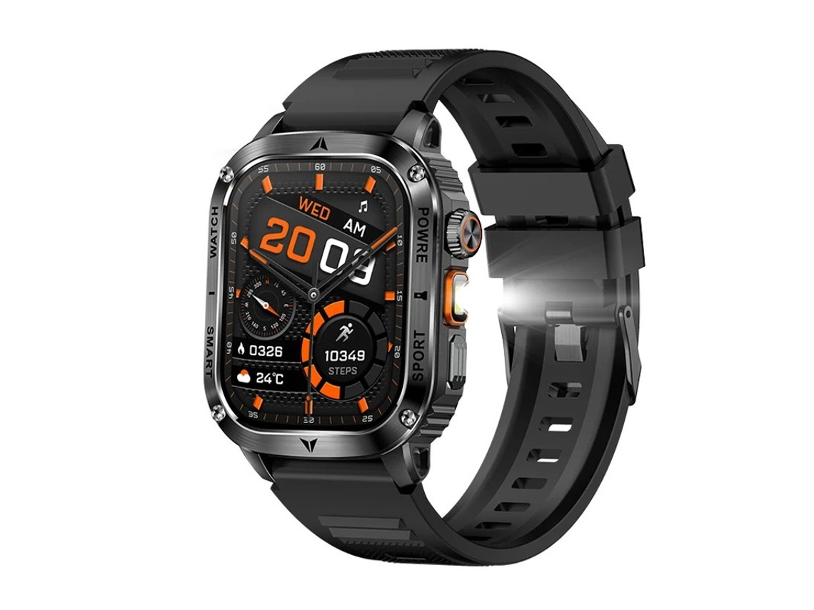 Linterna para reloj inteligente Bestvite Ak80 con batería grande de 400 mAh (negro)