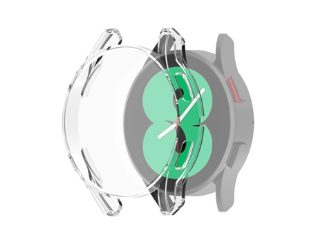 Para Samsung Galaxy Watch4 44 mm Funda protectora de galvanoplastia de TPU de cobertura total (blanco transparente)
