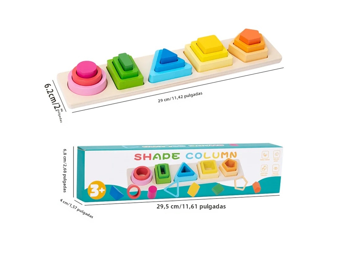 Bloques de construcción para el desarrollo intelectual de bebés, juguetes de madera para educación temprana Mdug (bloques de construcción coloridos)