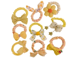 Juego de 9 pinzas para el pelo de princesa para niñas en tela suave con nudo afilado, color amarillo AVIZAR