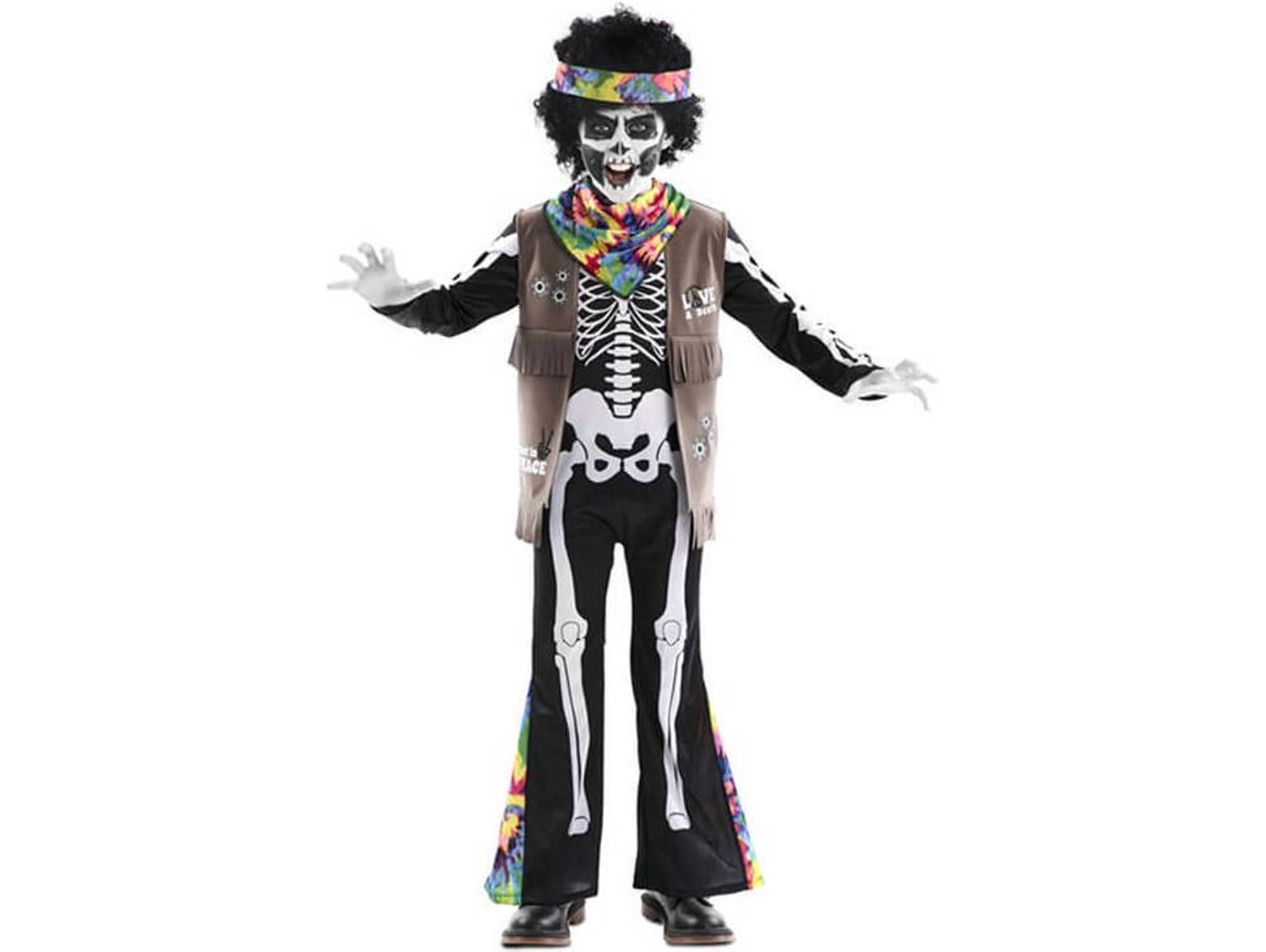 Disfraz Unisex DISFRAZZES Esqueleto Hippie (Talla: 7 a 9 años)