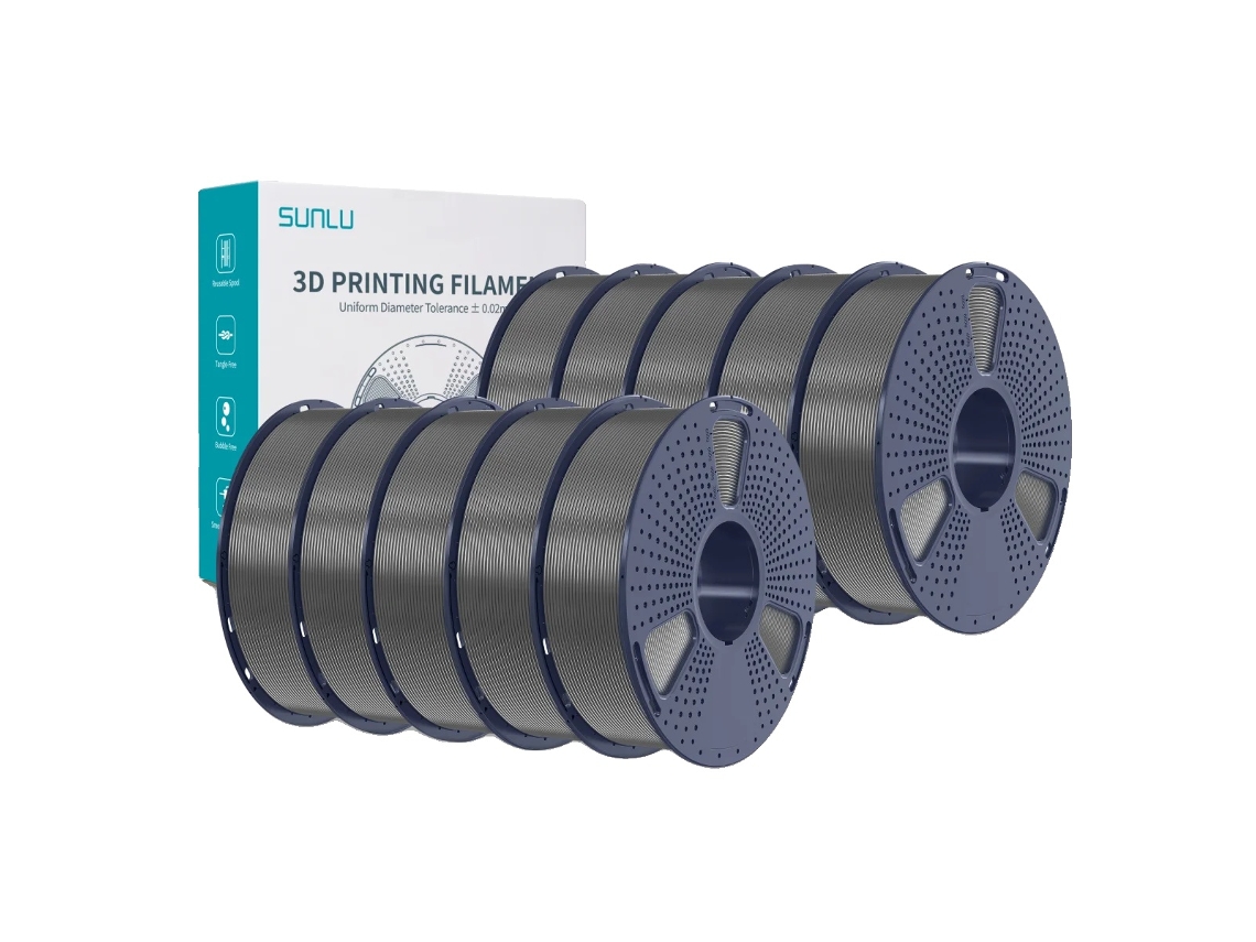 Filamento PETG para impresora 3D Sunlu, alta resistencia, sin burbujas, 10 kg, gris, OEM
