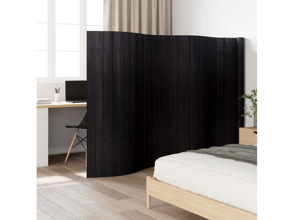 Biombo plegable | Separador de ambientes Ancho 600 cm Alto 165 cm Bambú negro