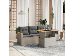Conjunto de sofás de jardín de 5 piezas DKD Home Decor con cojines de mimbre gris