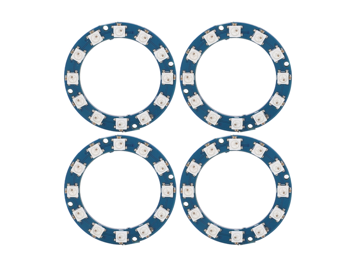 4pcs Panel Anillo Led Rgb Ws2812 5050 12 Bit Color Full Luz Inteligente 5v Brillo Alto Redondo