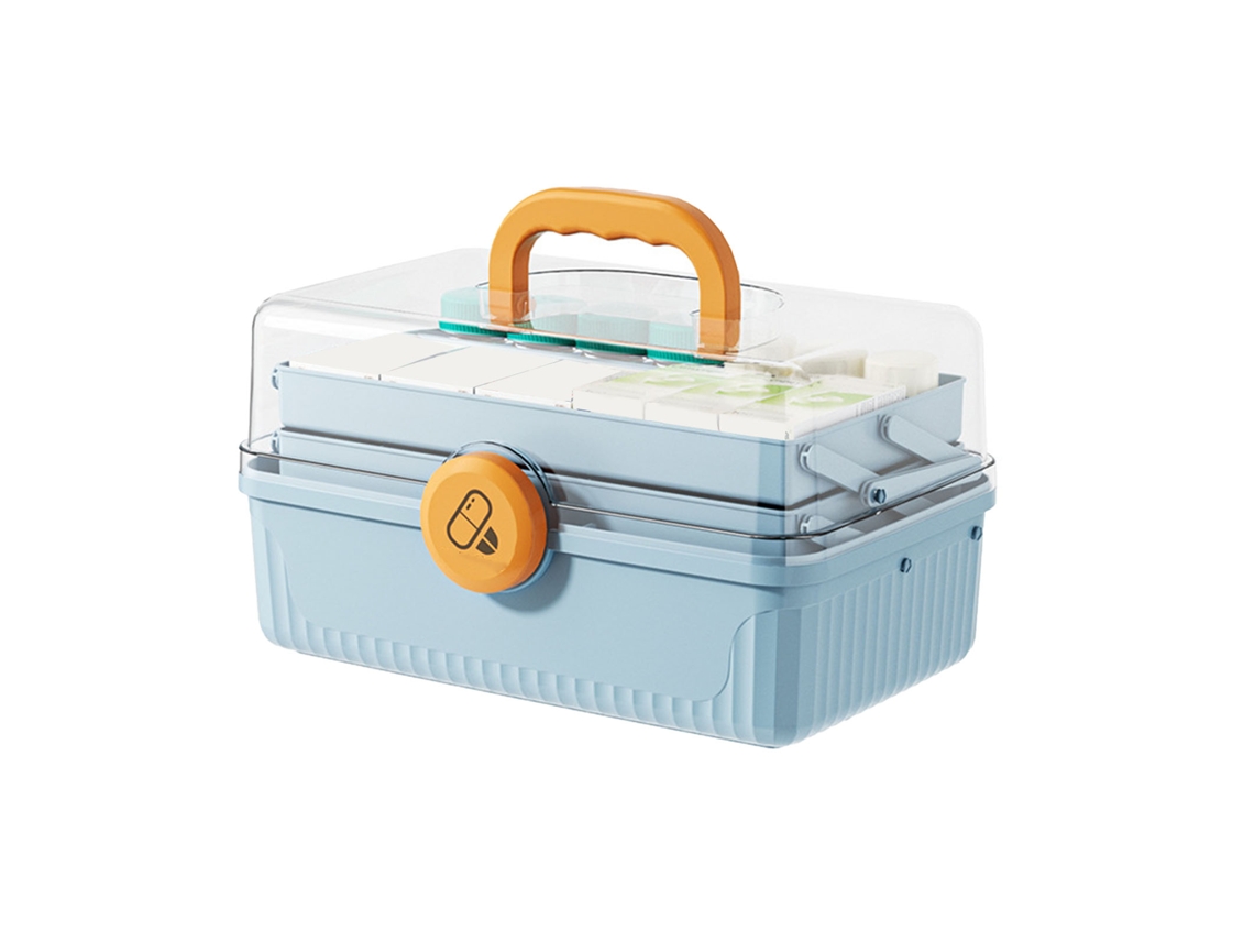 Caja Portátil Azul Para Guardar Medicamentos, De Gran Capacidad, Impermeable Y A Prueba De Golpes, Con 3 Capas.
