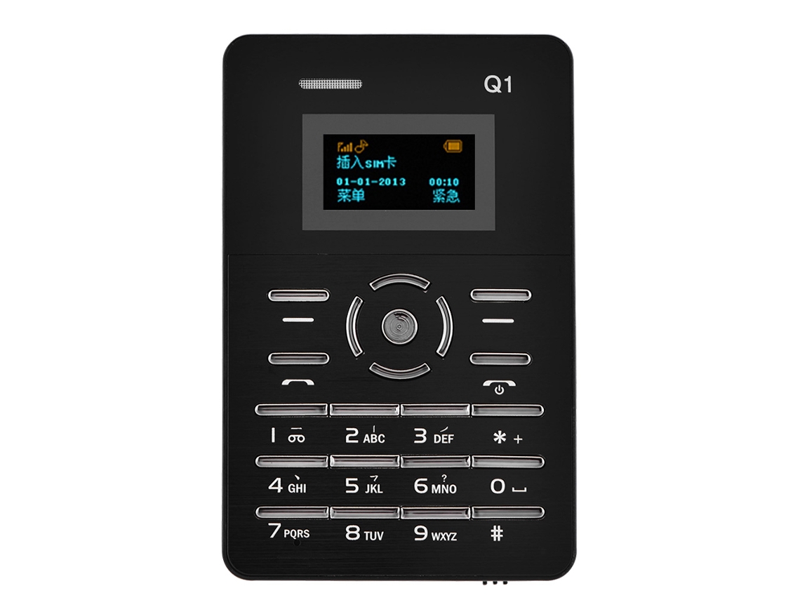 Teléfono Tarjeta Ultra Delgado 4mm Oled Bluetooth Reloj Despertador Mini Portátil Negro