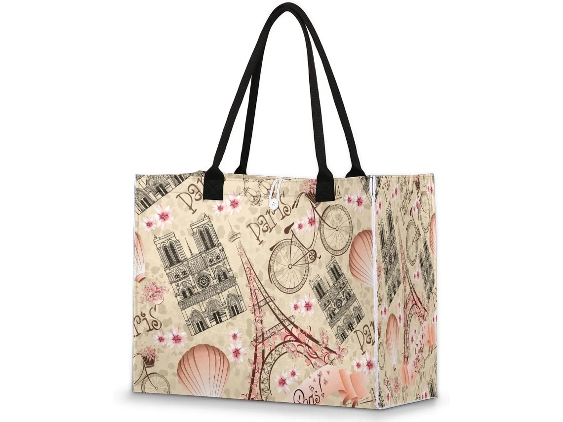 Bolso Mano Grande Tropicallife Estilo Vintage Temática Parisina Francesa Para Mujeres Niñas Bolso Hombro Co