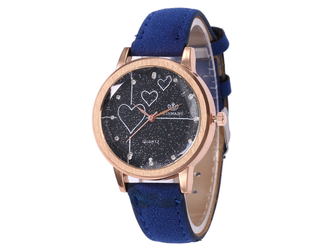 Reloj De Pulsera De Cuarzo Para Hombre/mujer Con Correa De Cuero, Estilo Moderno, Azul.