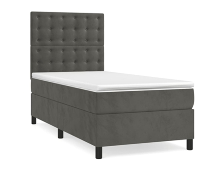 vidaXL Cama con somier y colchón 90x190 cm terciopelo gris oscuro